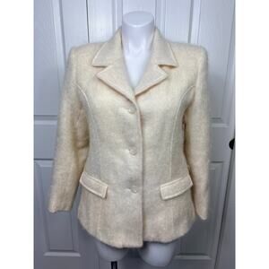 Vintage J. Percy For Marvin Richards Cream Women's Blazer Mohair Wool Blend 14